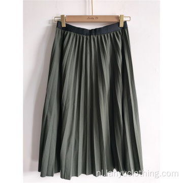 Geplooide rok in effen kleur met hoge taille